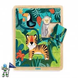 PUZZLE DE MADERA DJECO 15 PIEZAS JUNGLA