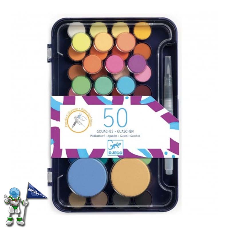 PALETA COLORES DJECO, 50 COLORES AGUADAS