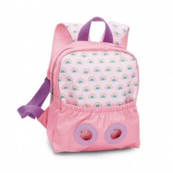 MOCHILA CON PELUCHE 21X26CM MAPACHE ROSA