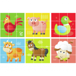 PUZZLE DE BLOQUES DE ANIMALES DE LA GRANJA HAPE