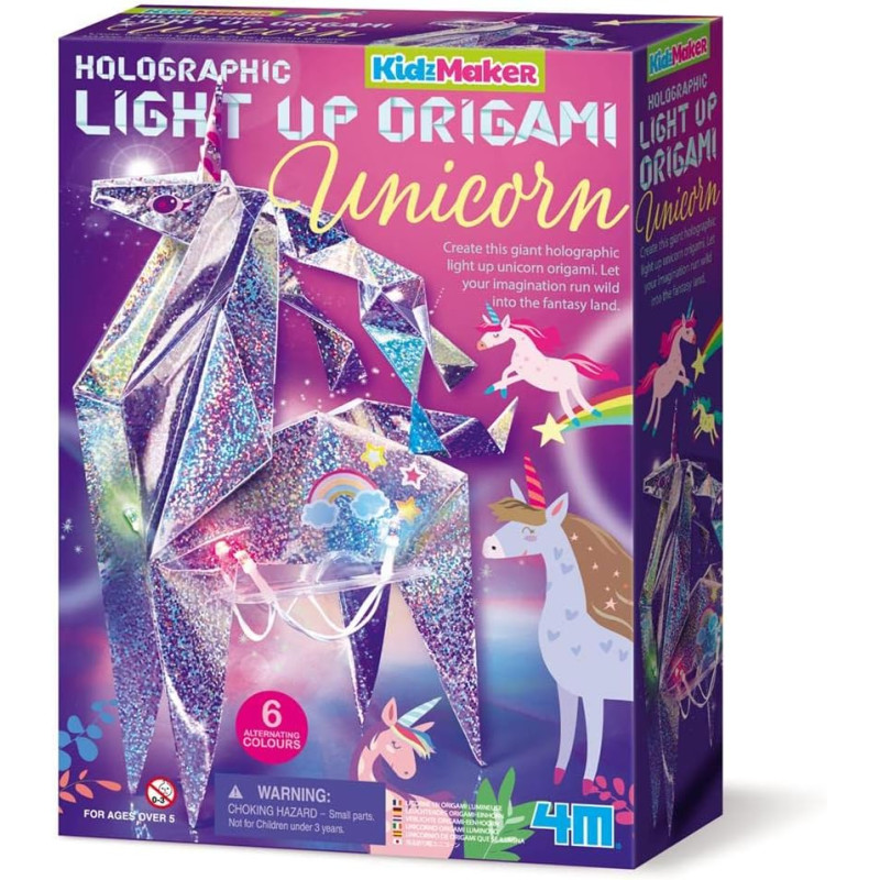 ORIGAMI DE UNICORNIOS CON LUZ, KIDZMAKER 4M