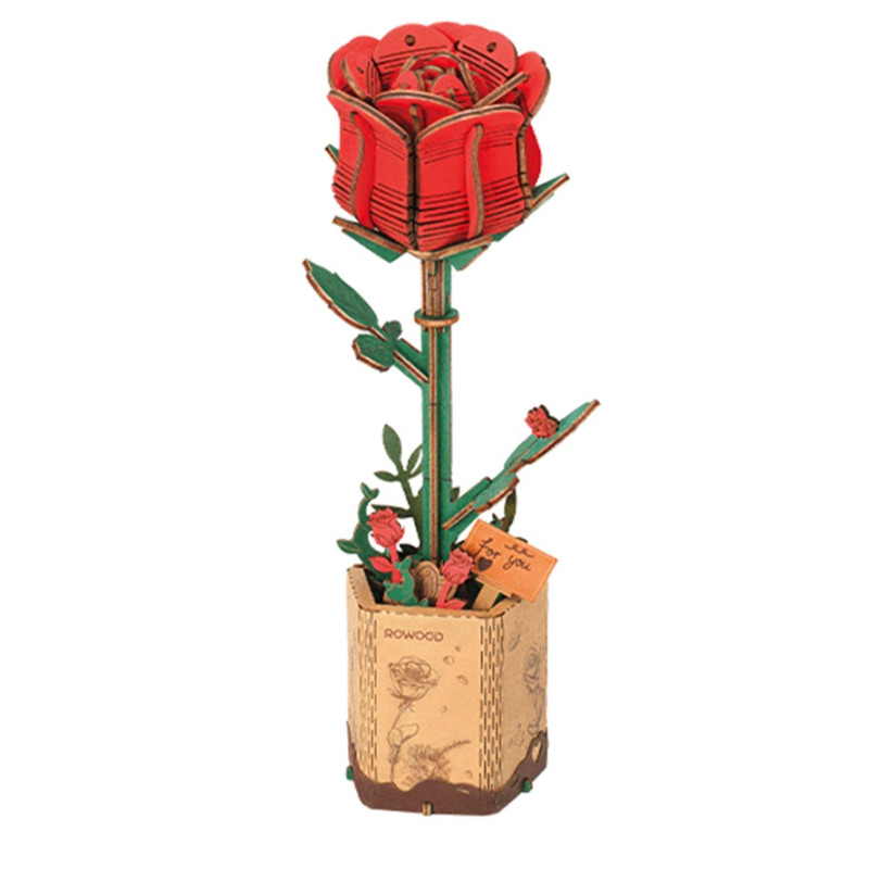 ROSA ROJA FLOR, PUZZLE 3D ROBOTIME