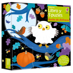 NOCHE DE DISFRACES, LIBRO Y 3 PUZLES 9 PIEZAS USBORNE