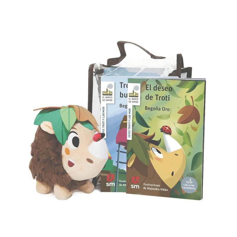 PACK TROTI EN EL BOSQUE, LIBROS 5 Y 6 Y PELUCHE DE TROTI