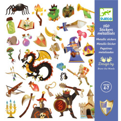 PEGATINAS METALIZADAS FANTASÍA MEDIEVAL DJECO 160 STICKERS