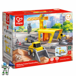 KIT VEHÍCULOS DE CONSTRUCCIÓN CON GRÚA DE FERROCARRIL HAPE