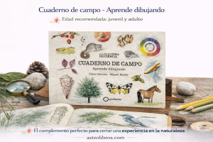 Cuaderno de campo para dibujar la naturaleza con ilustraciones de animales y plantas para jóvenes y adultos