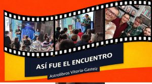 Resumen de las actividades con Víctor Sabaté en Astrolibros Vitoria-Gasteiz con público infantil y encuentro con lectores de Los archivos de Ares